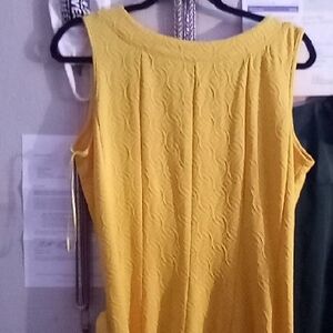 Sleeveless Textured Yellow Women's Dress
